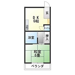 青山ビル 1DKの間取図画像