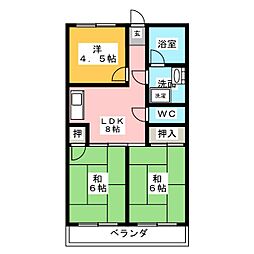 サンローヤル香流 3DKの間取図画像