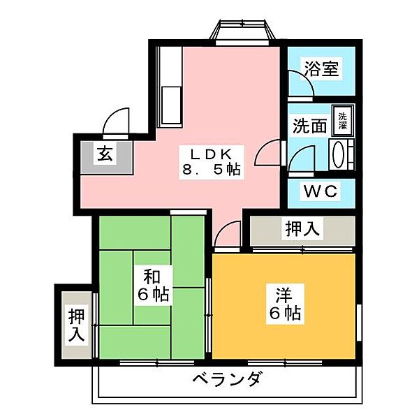 コーポ新西 ｜愛知県名古屋市千種区新西１丁目(賃貸マンション2LDK・1階・47.59㎡)の写真 その2