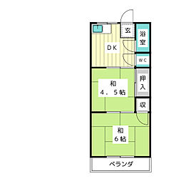 鈴木ビル 2DKの間取図画像