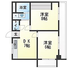 西ビル 2DKの間取図画像