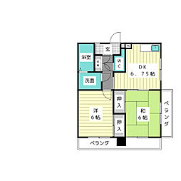リーブ田の上 2LDKの間取図画像