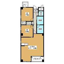 コモド覚王山 2LDKの間取図画像