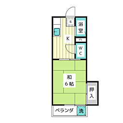 アルス極楽C 1Kの間取図画像