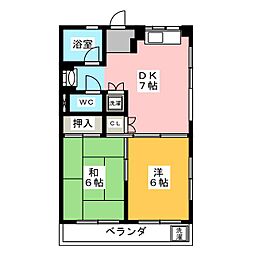 ララトップ本山B 2DKの間取図画像