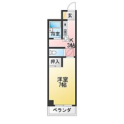 リアライズ西山台 1Kの間取図画像