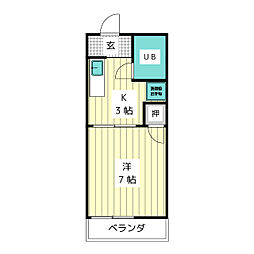 コーポ和幸 1Kの間取図画像