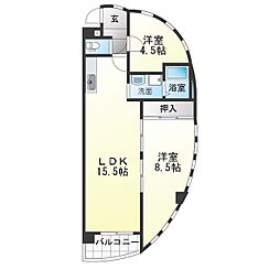 シーズンコート神丘 2LDKの間取図画像