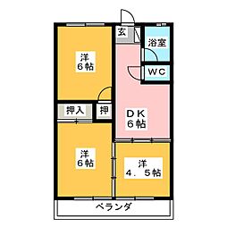 第二アラカワハイツ 2LDKの間取図画像