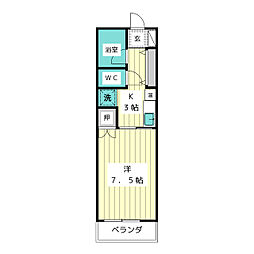 ベアバレー松井 1Kの間取図画像