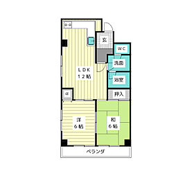 日宝レスカール星ケ丘 2LDKの間取図画像