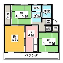 東島マンション 3Kの間取図画像