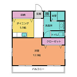 シャトー上社 1DKの間取図画像