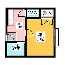 名東レジデンス2 1Kの間取図画像