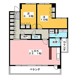 東山公園レジデンス 2LDKの間取図画像