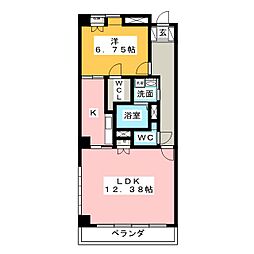 シャルマン高社 1LDKの間取図画像