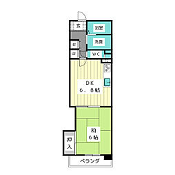 UR都市機構アーバンラフレ星ケ丘11号棟 1DKの間取図画像