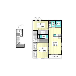 グランヴェル梅森坂 2LDKの間取図画像
