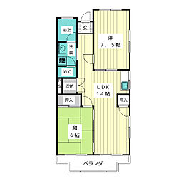メゾン文教台 2LDKの間取図画像
