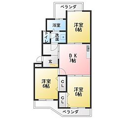 シェラ光が丘A棟 3DKの間取図画像