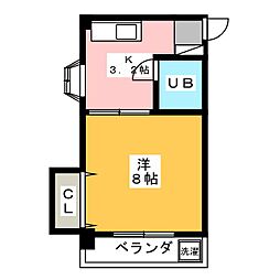 東山レジデンス 1Kの間取図画像