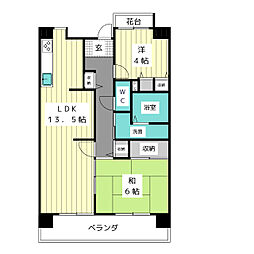 UR都市機構アーバンラフレ星ケ丘8号棟 2LDKの間取図画像