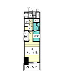 S-RESIDENCE星ヶ丘 1Kの間取図画像