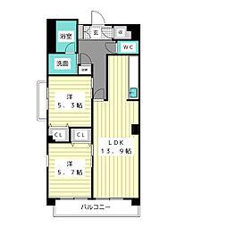 グランヴェル西山2号館 2LDKの間取図画像