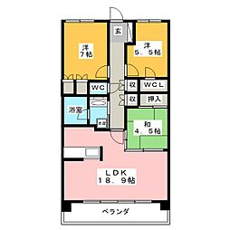 東山公園レジデンス 3LDKの間取図画像