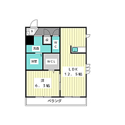 グランヴィラ虹ケ丘 1LDKの間取図画像