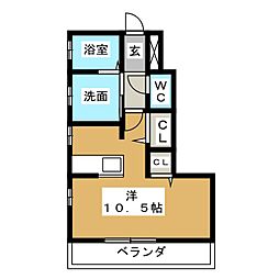 ミリアーデ社台C棟 ワンルームの間取図画像
