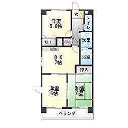 ヴィアーレ竹越 3DKの間取図画像