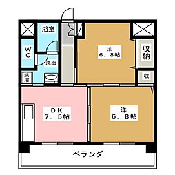 一社マサキビル88 2DKの間取図画像