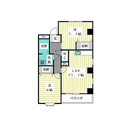 エレガンテ京命 2LDKの間取図画像
