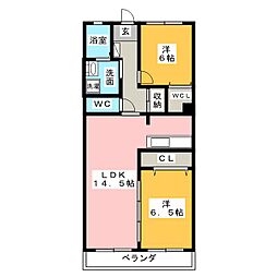 メゾン親名 2LDKの間取図画像
