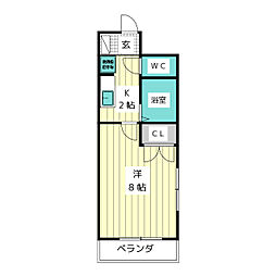 ユース名東 1Kの間取図画像
