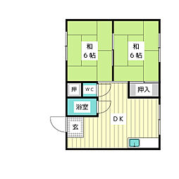 名東荘 2DKの間取図画像