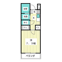 コーポ北岳 1Kの間取図画像