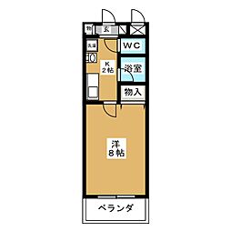 グレイス大曽根 6階1Kの間取り