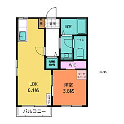 タウニィ矢田 1LDKの間取図画像