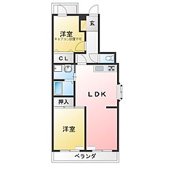 ダイアパレス東白壁センターヒルC棟 2LDKの間取図画像