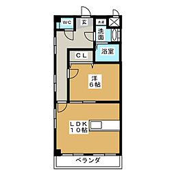 後藤ビルエクセル芳野 1LDKの間取図画像