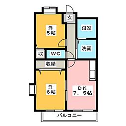 シャンクレール 2DKの間取図画像