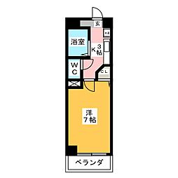 ドゥエトワール 1Kの間取図画像