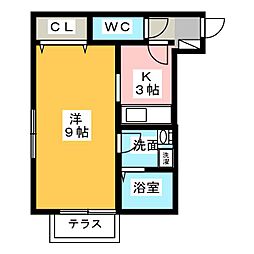 サン・ミッシェル 1Kの間取図画像