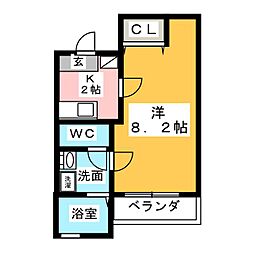 クレフラスト新守山北 1Kの間取図画像