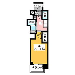 エステムコート名古屋平安通クチュール 1Kの間取図画像