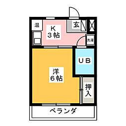 新守駅前ハイツ 1Kの間取図画像