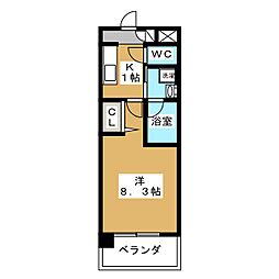 レーヴェスト志賀本通 1Kの間取図画像