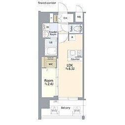 名古屋市北区若葉通1丁目マンション 1LDKの間取図画像